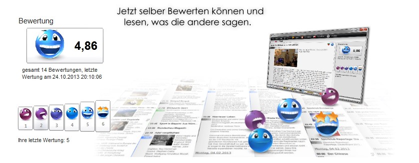 TV-Programm bewerten / Bewertung 1 = schlecht bis 6 = super Sendungen / Bewertung von 1 = schlecht bis 6 = super bewerten